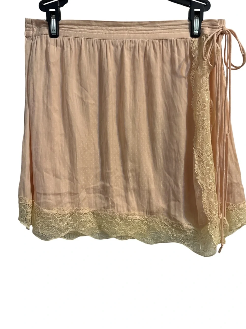 Free People Intimately Blush Peach Lace-Trim Wrap Chemise Slip Skirt Small